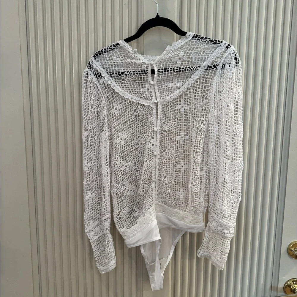 Free People intimately. Sheer White/Ivory Mesh body suit.NWT size small